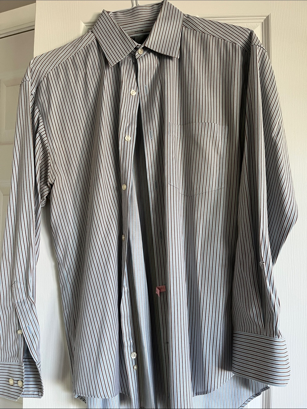 Johnston & Murphy White Dress Shirt with Black Pinstripes